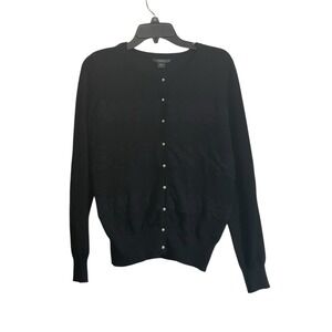 Covington Women Cardigan Sweater Small Black Faux Pearl Lace Detail Coquette